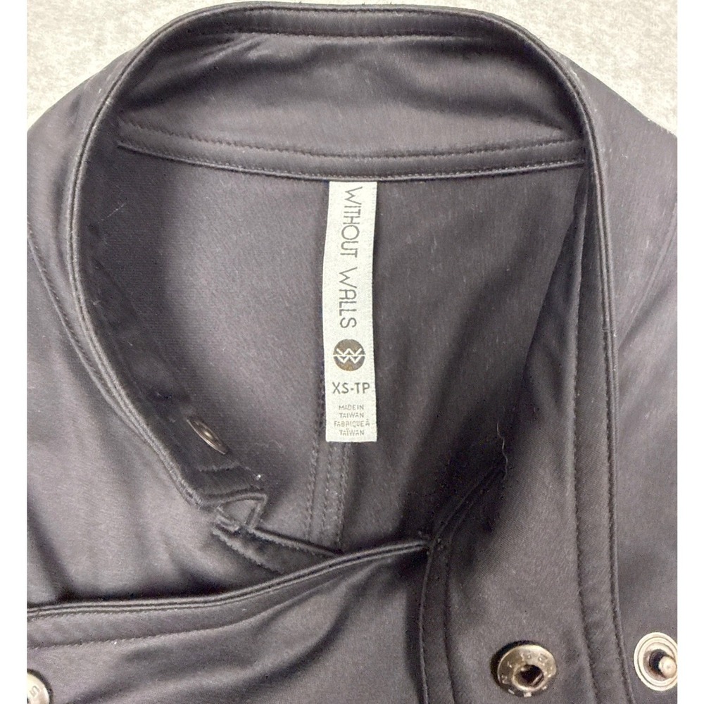 Without Walls Moto Jacket Women XS Black Ribbed Sleeve Asymmetrical Zip Cycling - Picture 3 of 7